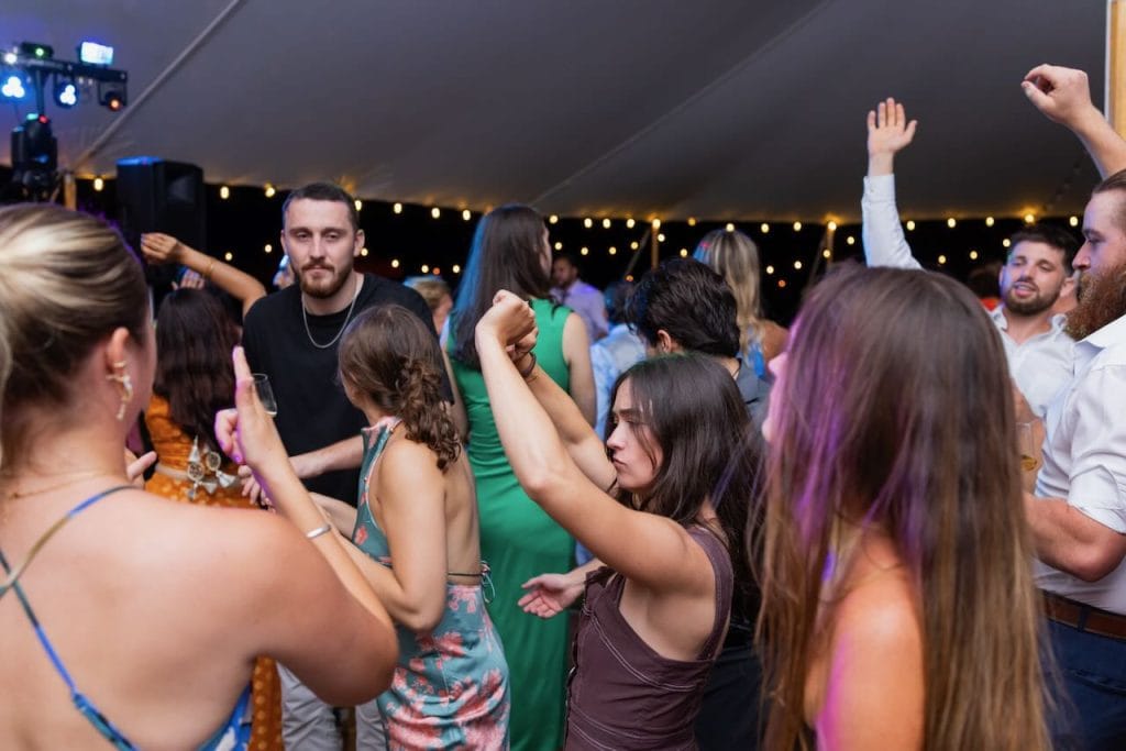 People dancing at a wedding reception