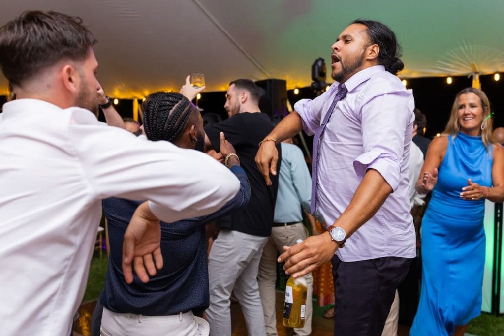 People dancing at a wedding reception